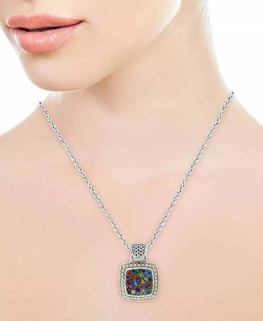 商品Effy|Balissima by EFFY® Multistone Square Pendant in Sterling Silver and 18k Gold,价格¥5104,第2张图片详细描述