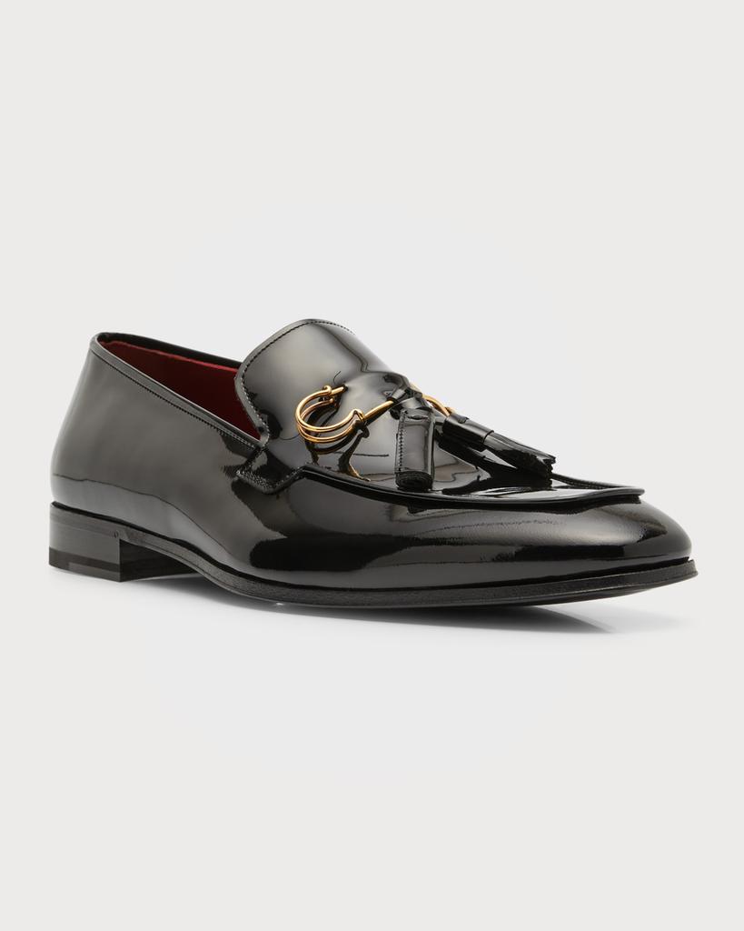 Men's Pin and Tassel Patent Leather Loafers商品第2张图片规格展示