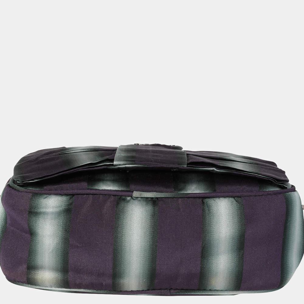 Prada Purple/Grey Nylon Striped Shoulder Bag商品第4张图片规格展示