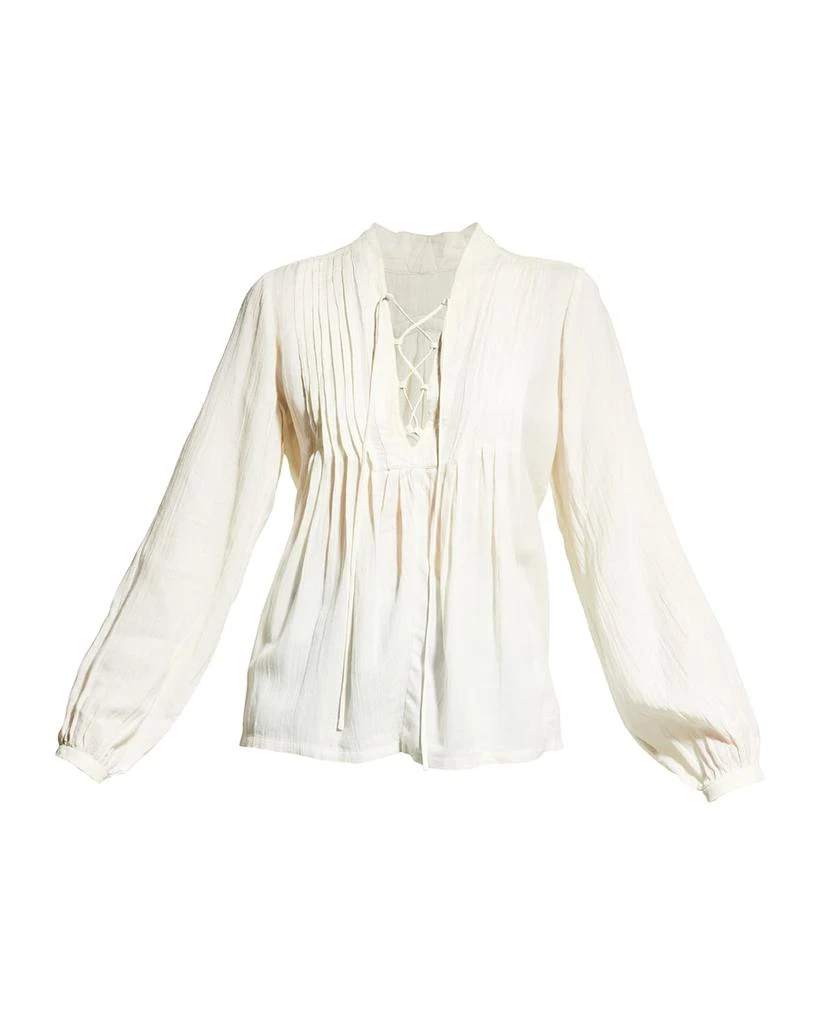 商品Rag & Bone|Sachi Metallic Lace-Up Pleated Top,价格¥525,第2张图片详细描述