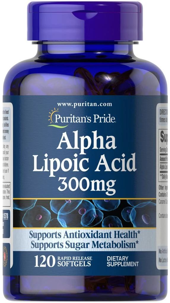 商品Puritan's Pride|硫辛酸 300mg 120粒/瓶 （配合谷胱甘肽 抗糖化）,价格¥424,第1张图片