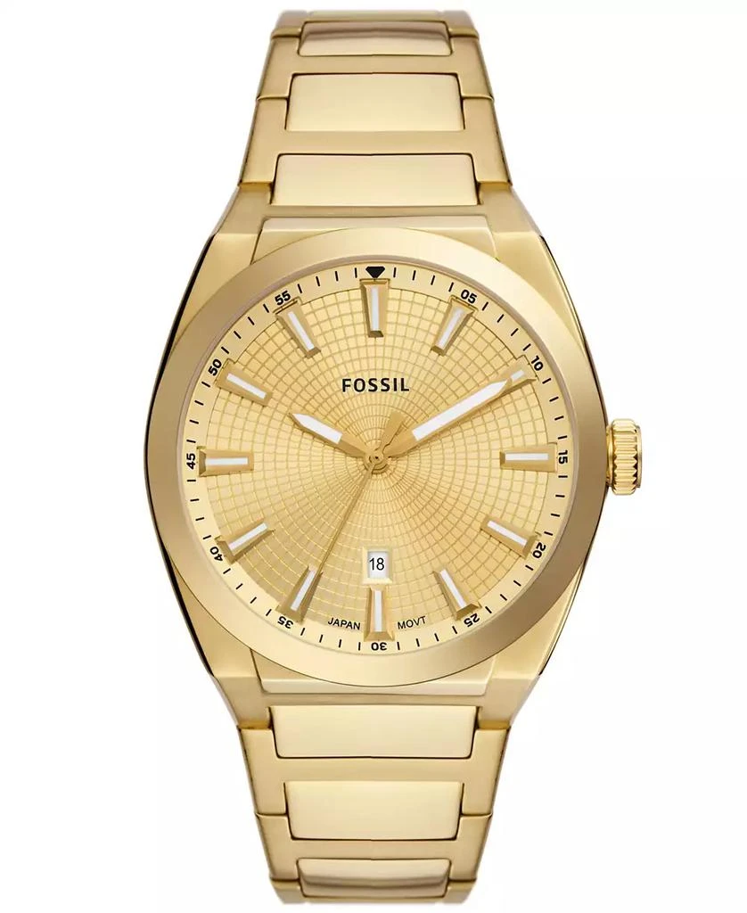 商品Fossil|Men's Everett Three-Hand Date Gold-Tone Stainless Steel Bracelet Watch, 42mm,价格¥1333,第1张图片