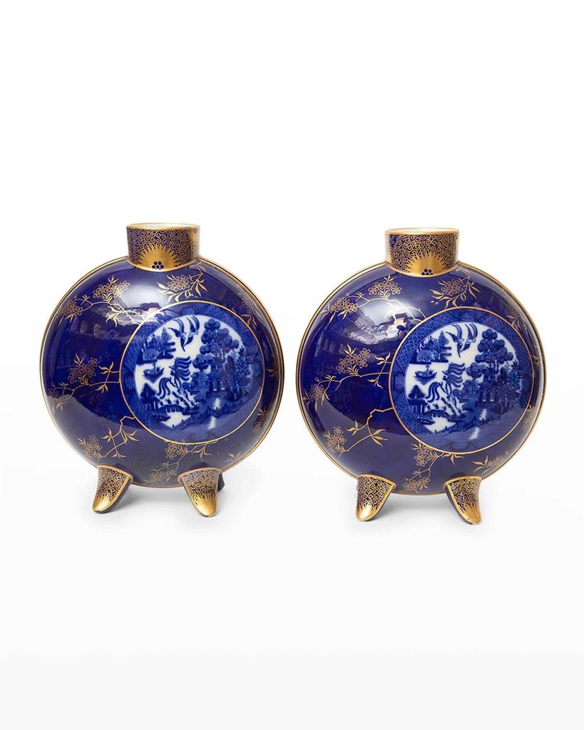 商品Devonia Antiques|Large Cobalt Flo Blue Willow Moon Vases,价格¥46856,第1张图片