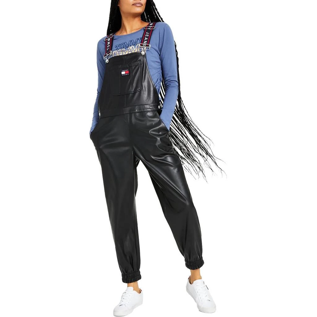 商品Tommy Jeans|Tommy Jeans Womens Faux Leather Jogger Overalls,价格¥586,第1张图片
