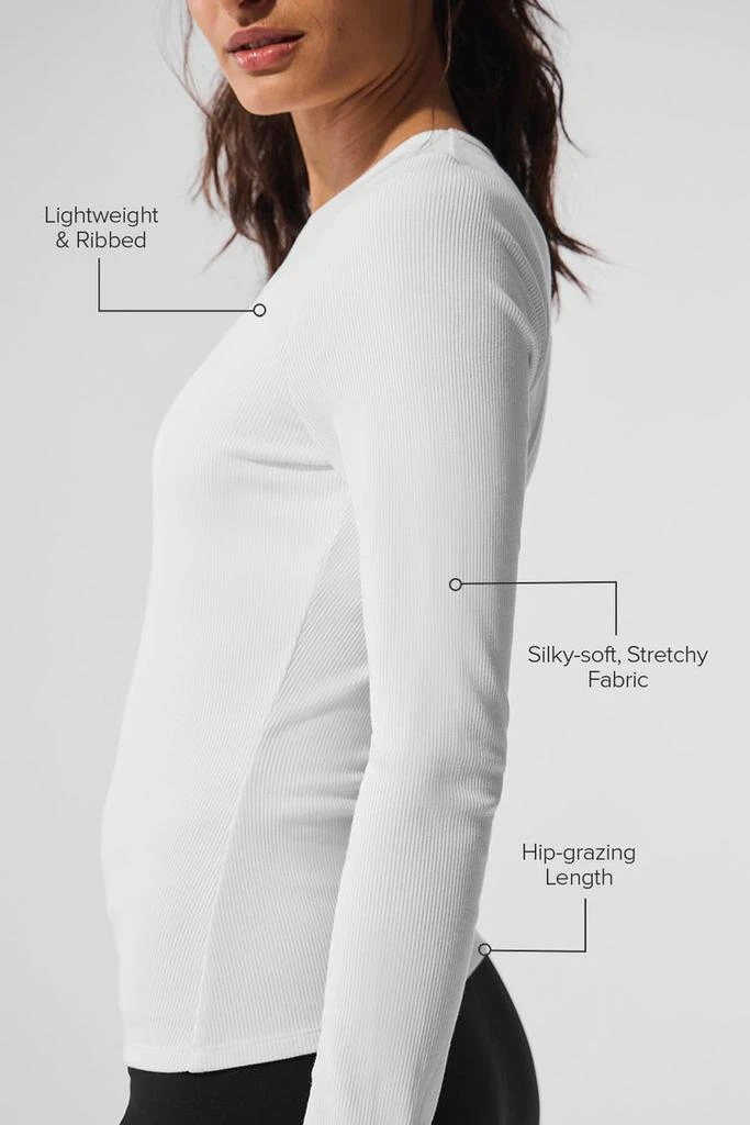 商品Alo|Ribbed Modal Long Sleeve - Macadamia,价格¥595,第2张图片详细描述