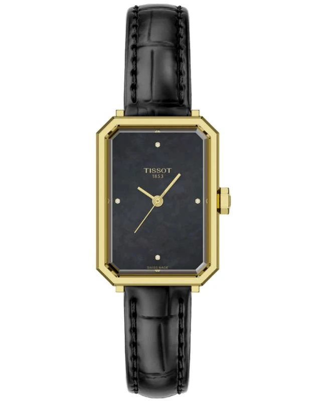 商品Tissot|Tissot SRV Black Mother of Pearl Dial Leather Strap Women's Watch T160.110.36.126.00,价格¥2923,第1张图片