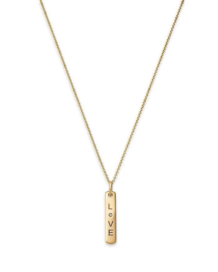 商品Bloomingdale's Fine Collection|Diamond Love Dogtag Pendant Necklace in 14K Yellow Gold, 0.01 ct. t.w.,价格¥16407,第1张图片详细描述