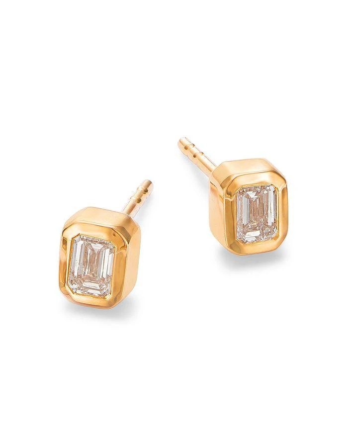 商品Moon & Meadow|14K Yellow Gold Lab Grown Diamond Emerald Cut Bezel Stud Earrings,价格¥5143,第3张图片详细描述