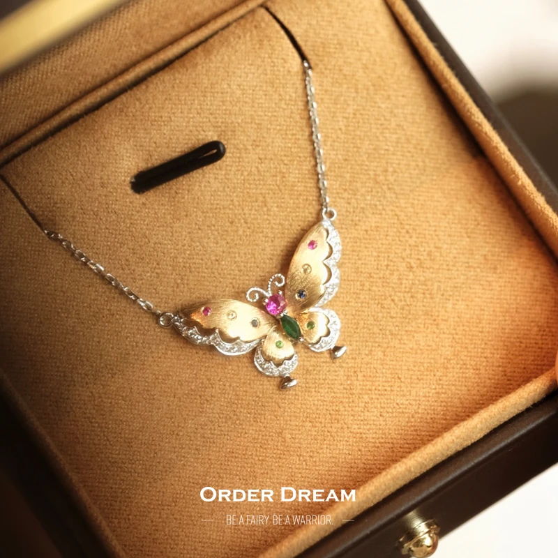 商品[国内直发] Order Dream|18k金彩宝蝴蝶项链,价格¥5297,第1张图片