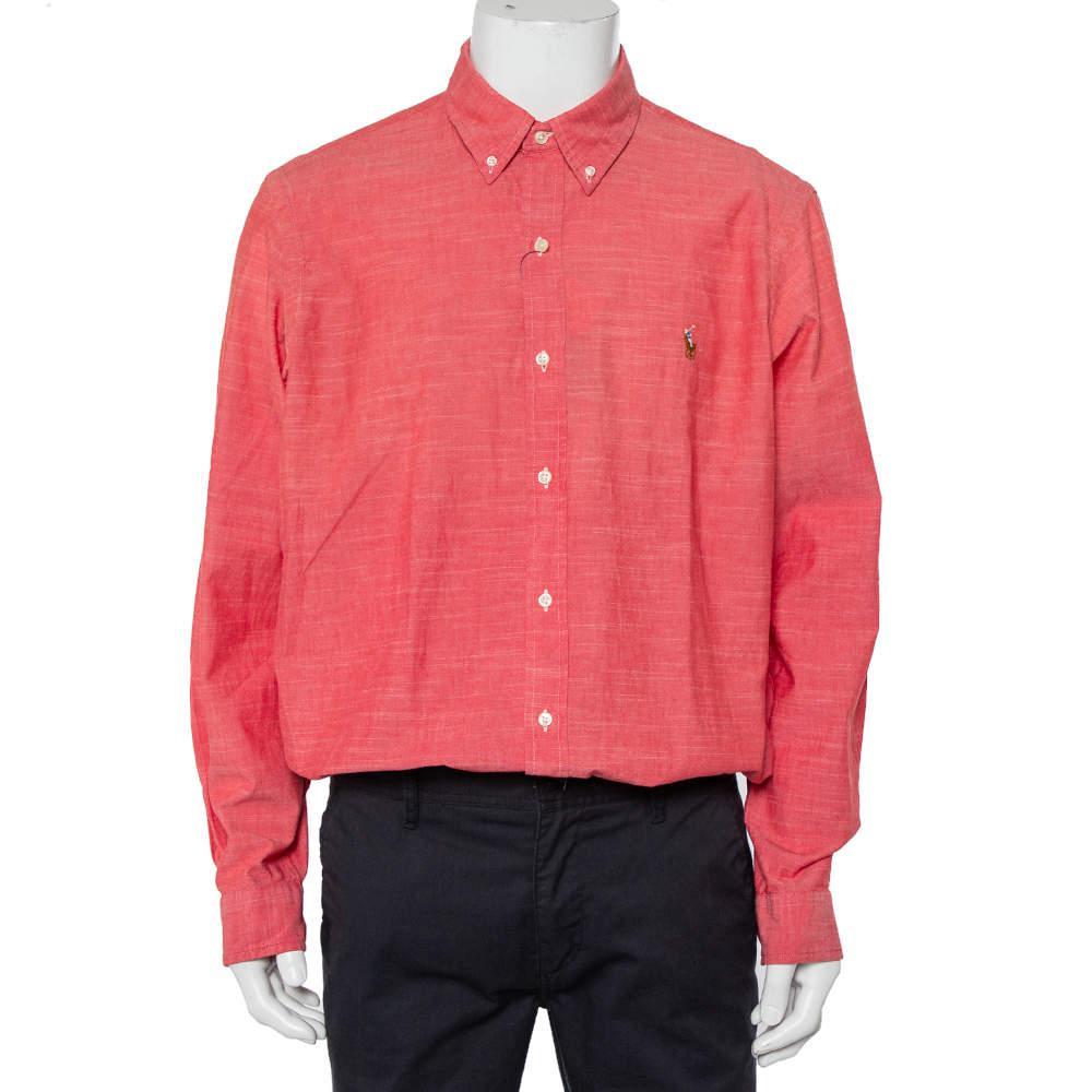 商品[二手商品] Ralph Lauren|Ralph Lauren Pink Cotton Logo Embroidered Button Front Shirt XL,价格¥912,第1张图片