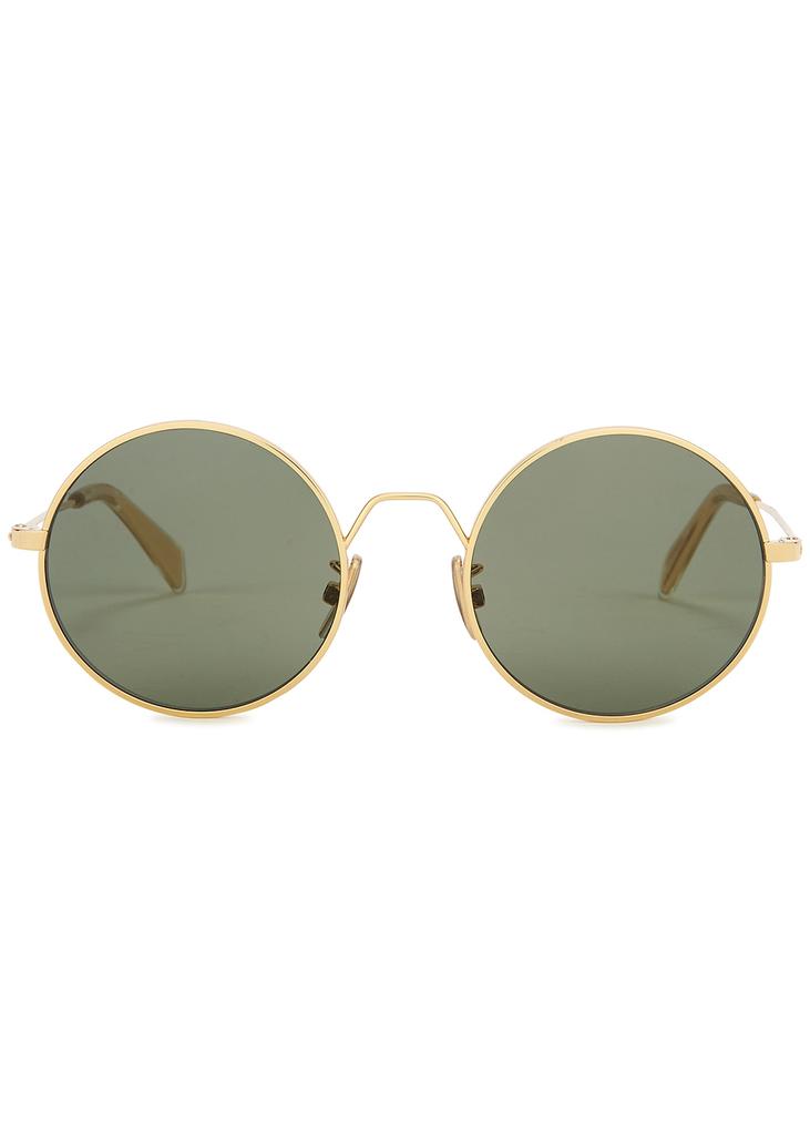 Gold-tone round-frame sunglasses商品第2张图片规格展示