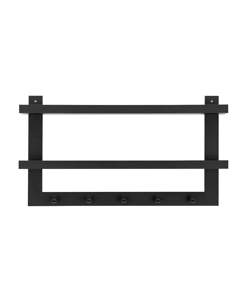 商品Danya B|2-Tier Ledge Wall Shelf organizer with Five Hanging Coat or towel Hooks, Perfect For Entryway or Bathroom,价格¥249,第1张图片