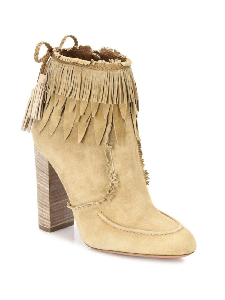 商品Aquazzura|Tiger Lily Fringed Suede Booties,价格¥2983,第1张图片