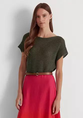 商品Ralph Lauren|Women's Linen Short Sleeve Sweater,价格¥368,第1张图片