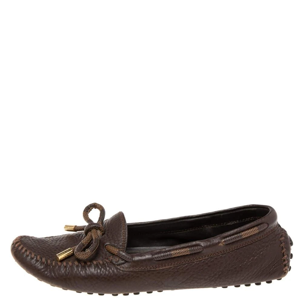 商品[二手商品] Louis Vuitton|Louis Vuitton Brown Leather Arizona Bow Loafers Size 37.5,价格¥2699,第2张图片详细描述