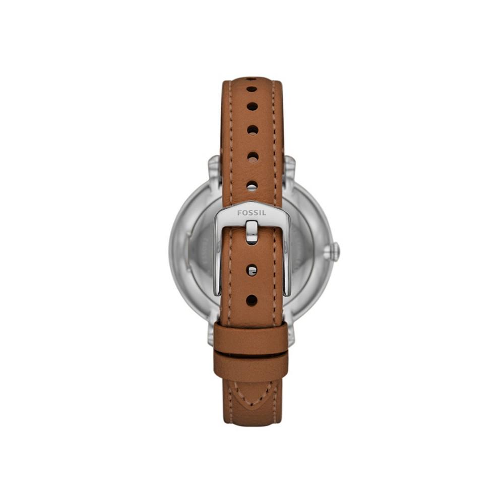 Women's Jaqueline Brown Leather Strap Watch商品第2张图片规格展示