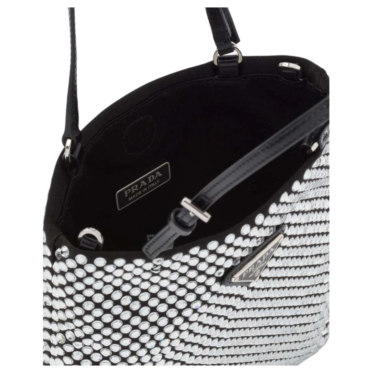 商品[国内直发] Prada|普拉达 水钻装饰 尼龙 手袋手提包 女款 银色,价格¥11517,第6张图片详细描述
