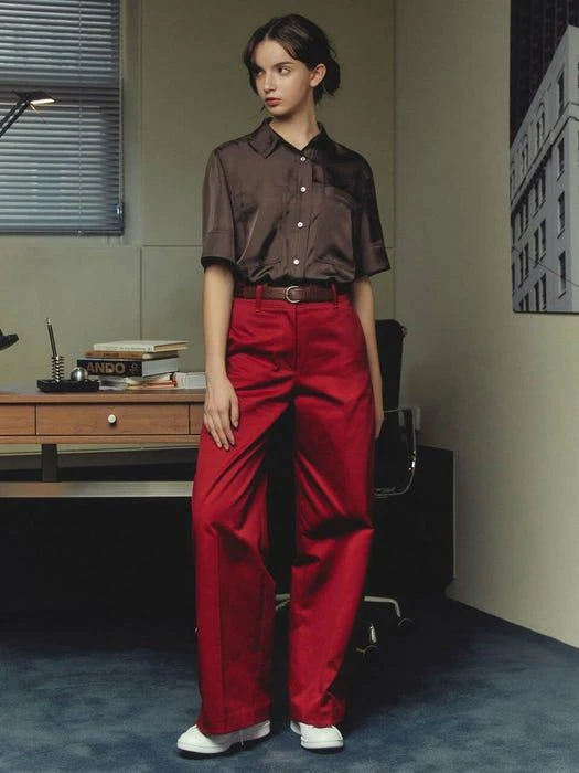 商品A.T.CORNER|Stitch Wide Long Pants Red (Aepa2f001r2),价格¥810,第3张图片详细描述