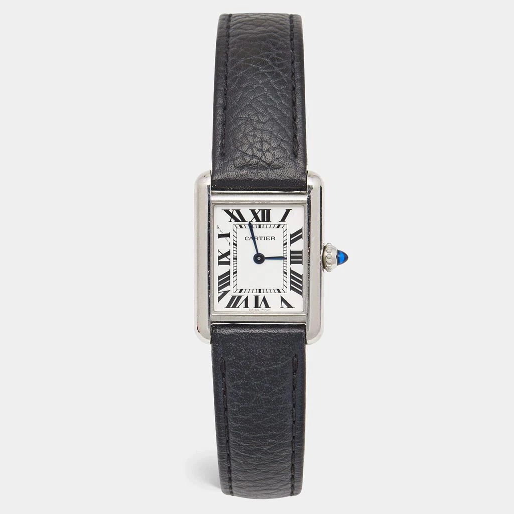 商品[二手商品] Cartier|Cartier Silver Stainless Steel Leather Tank WSTA0042 Women's Wristwatch 22 mm,价格¥20692,第1张图片