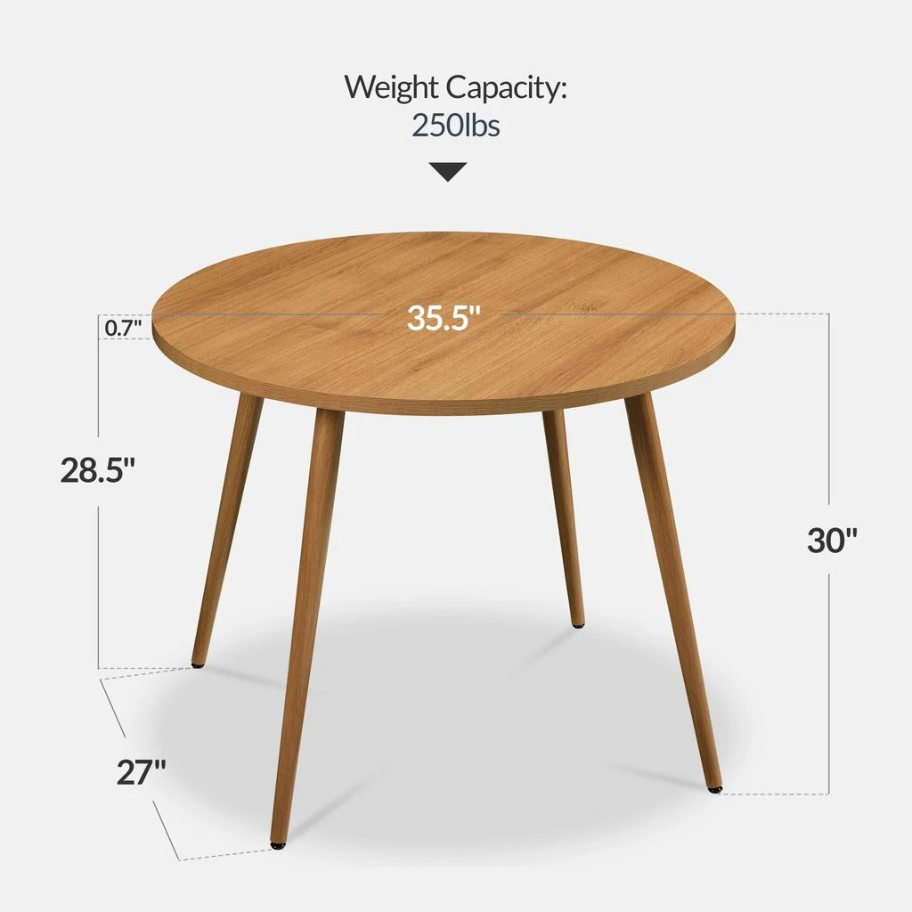 商品Best Choice Products|Round Mid-Century Modern 35.5in Dining Table, Dinette for Home or Kitchen w/Wood Finish Steel Legs,价格¥1173,第2张图片详细描述