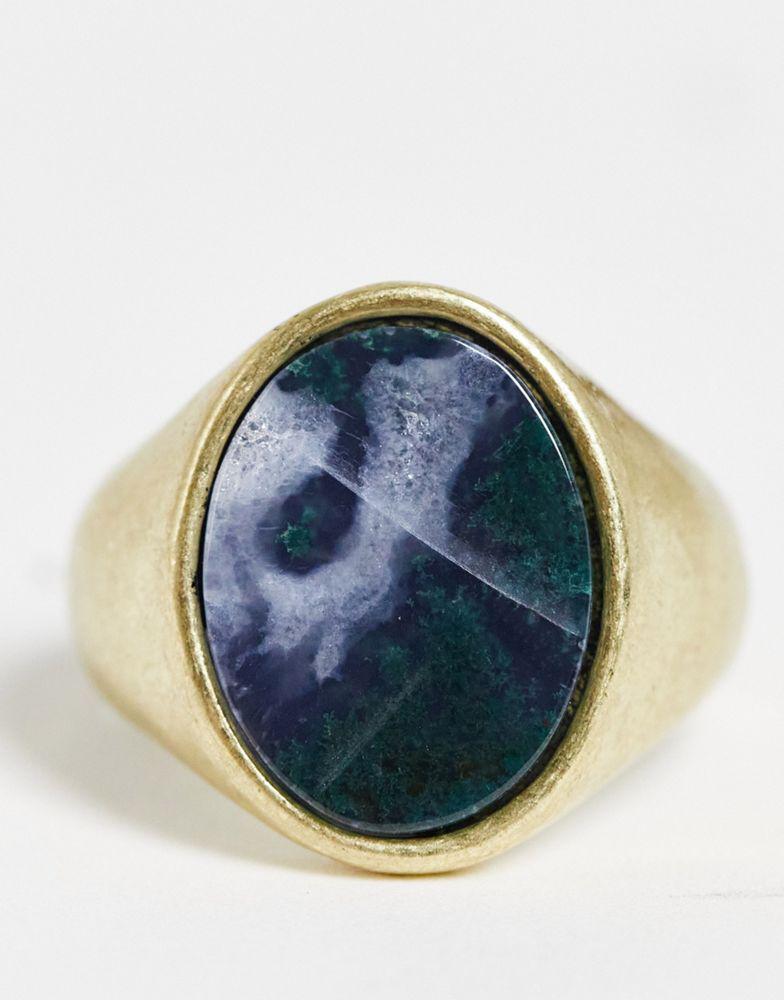 Reclaimed Vintage inspired signet ring with semi precious Stone exclusive at ASOS商品第4张图片规格展示