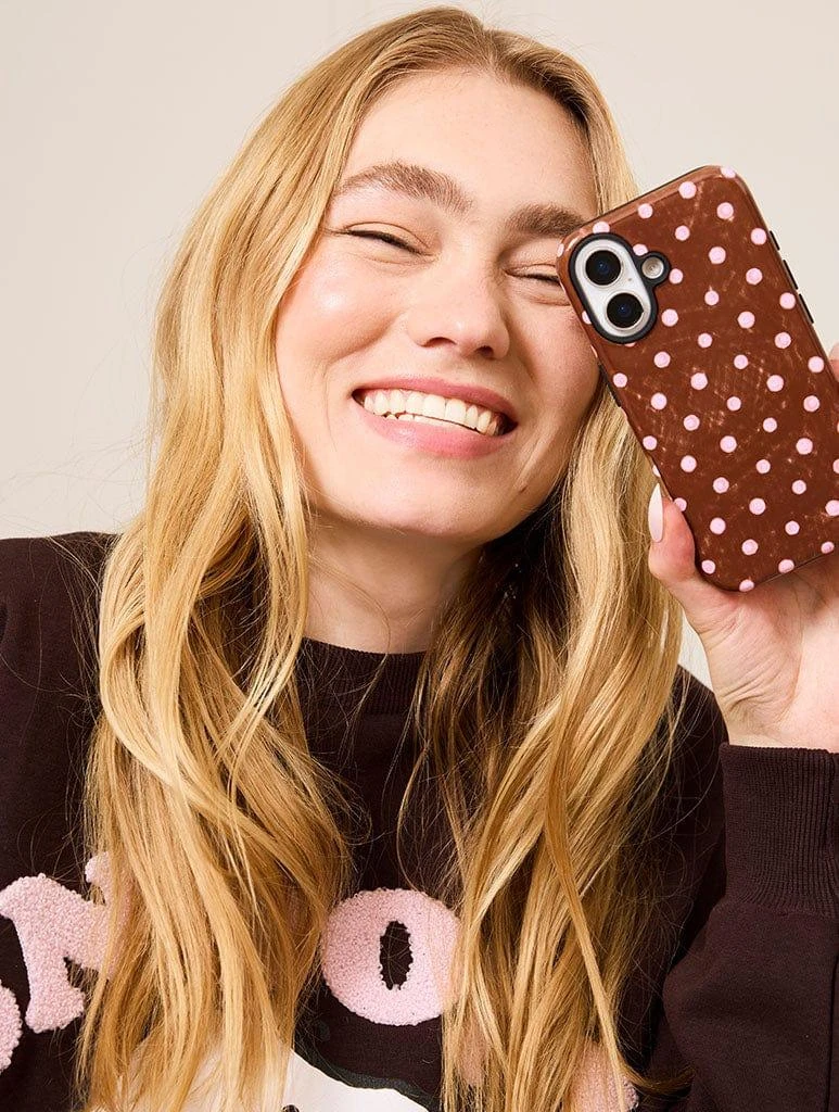 商品Skinnydip London|Pink And Brown Painted Polka Dot Ultra Protective iPhone Case,价格¥290,第2张图片详细描述