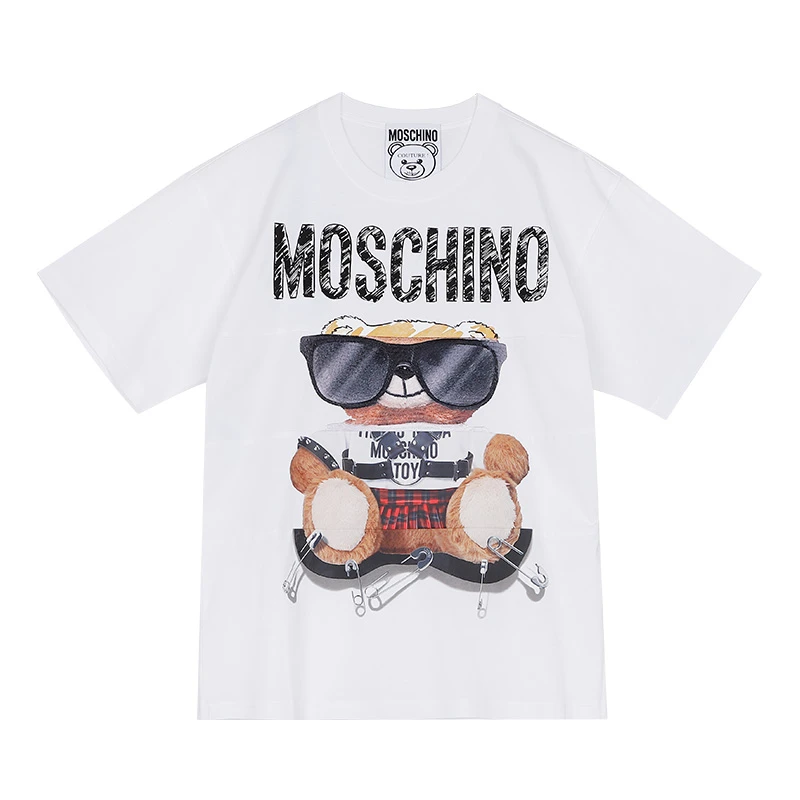 MOSCHINO短袖莫斯奇诺奢侈品女士 Mixed Teddy Bear经典logo小熊短袖圆领平纹针织T恤春夏上衣女款白色时尚礼物07025540 V3001（清仓特价） 商品