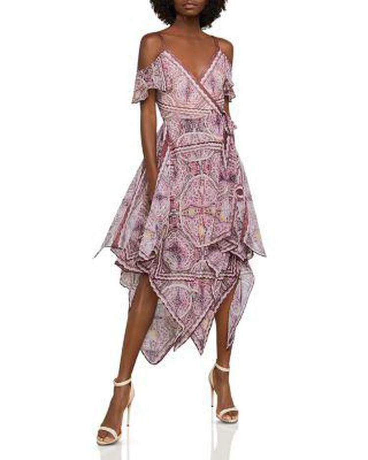 商品BCBG|Cold-Shoulder Festival Paisley Wrap Dress,价格¥2602,第1张图片