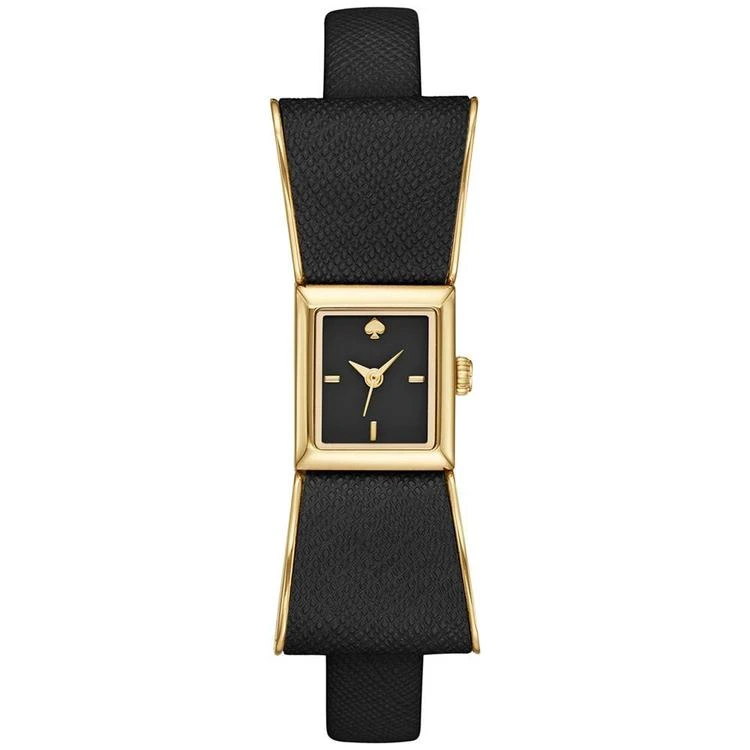 商品Kate Spade|Women's Kenmare Black Leather & Gold-Tone Stainless Steel Strap Watch 16x55mm 1YRU0899,价格¥1263,第1张图片