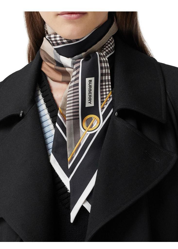 商品Burberry|Check print silk skinny scarf,价格¥1492,第6张图片详细描述