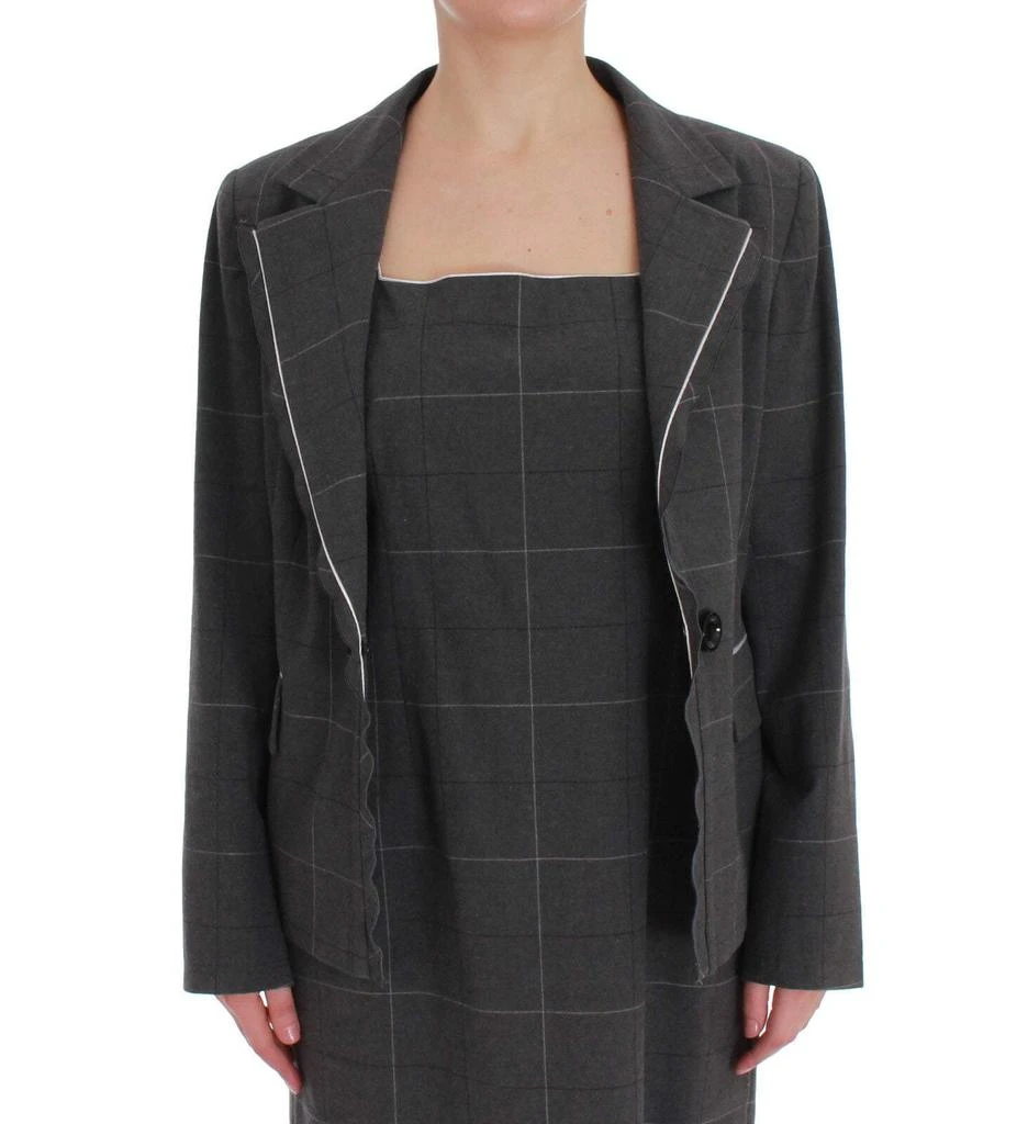 BENCIVENGA Gray Checkered Cotton Blazer Dress Set Suit 商品