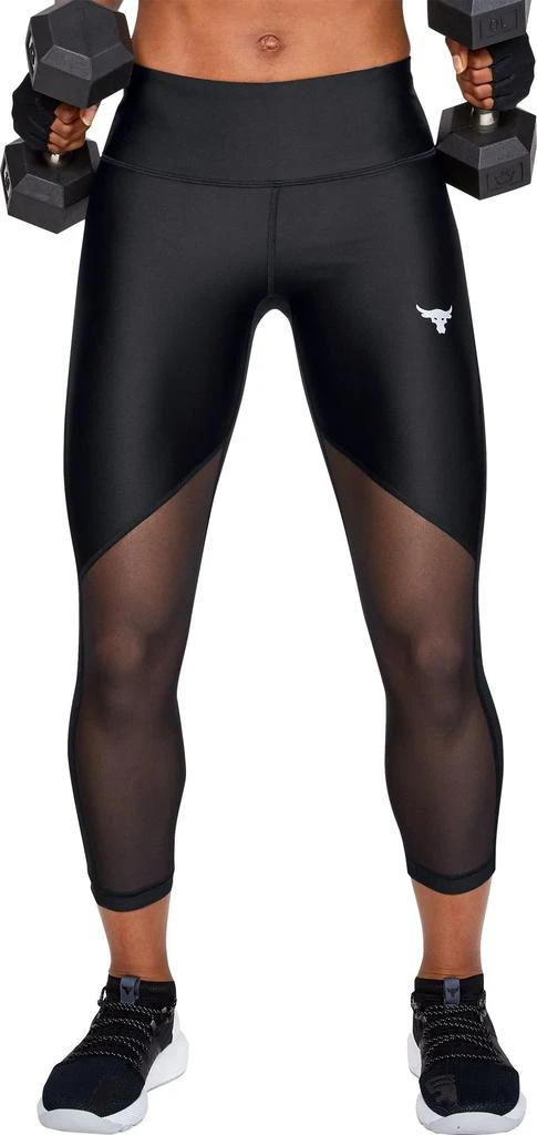 商品Under Armour|Under Armour Women's Project Rock HeatGear Armour Mesh Ankle Crop Leggings 女款紧身裤,价格¥536,第1张图片