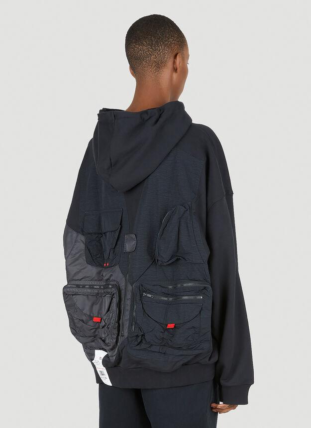 Contrast Panel Hooded Sweatshirt in Black商品第4张图片规格展示