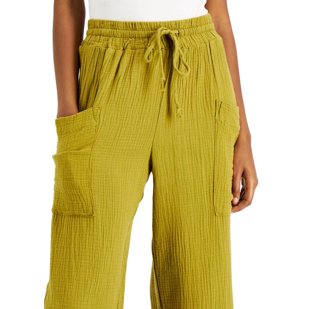 商品Indigo Rein|Juniors' Cotton Gauze Wide-Leg Crop Drawstring Pants,价格¥85,第3张图片详细描述