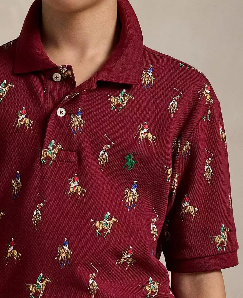 商品Ralph Lauren|Big Boys Equestrian-Print Cotton Mesh Polo Shirt,价格¥186,第2张图片详细描述