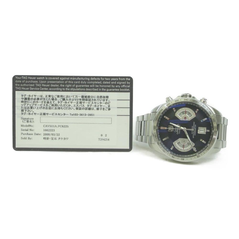 Tag Heuer Black Stainless Steel Grand Carrera CAV511A Automatic Men's Wristwatch 43 mm商品第9张图片规格展示