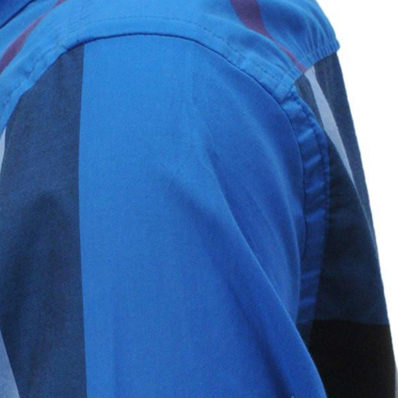 Burberry 博柏利 男士蓝白色棉质格子长袖衬衫 3942161商品第2张图片规格展示