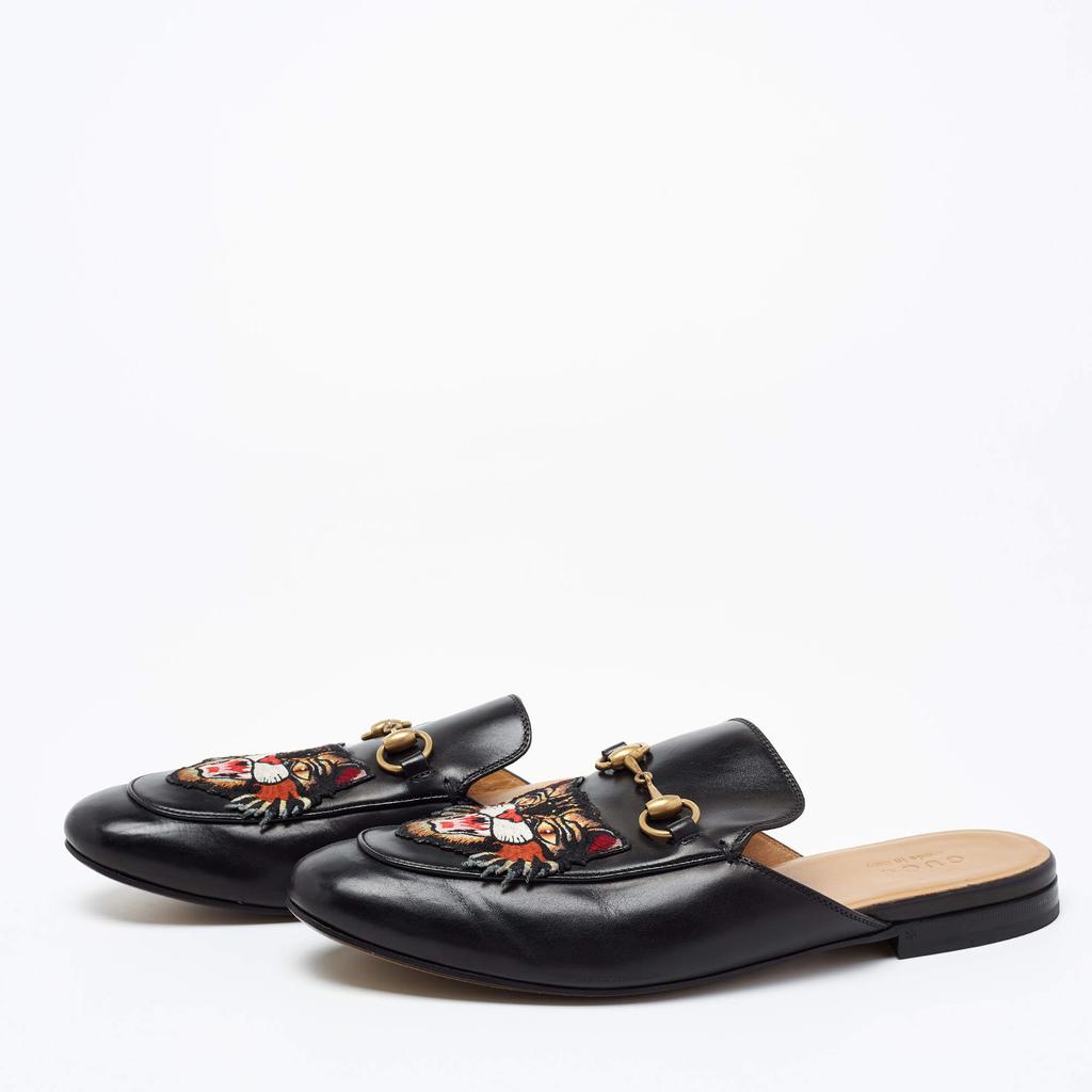 Gucci Black Tiger Patch Leather Princetown Horsebit Mules Size 43商品第2张图片规格展示