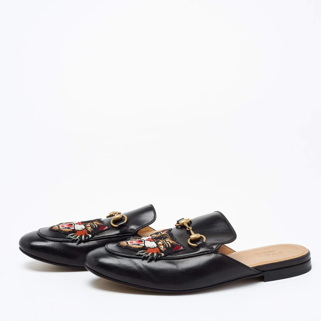 商品[二手商品] Gucci|Gucci Black Tiger Patch Leather Princetown Horsebit Flat Mules Size 43,价格¥3170,第2张图片详细描述