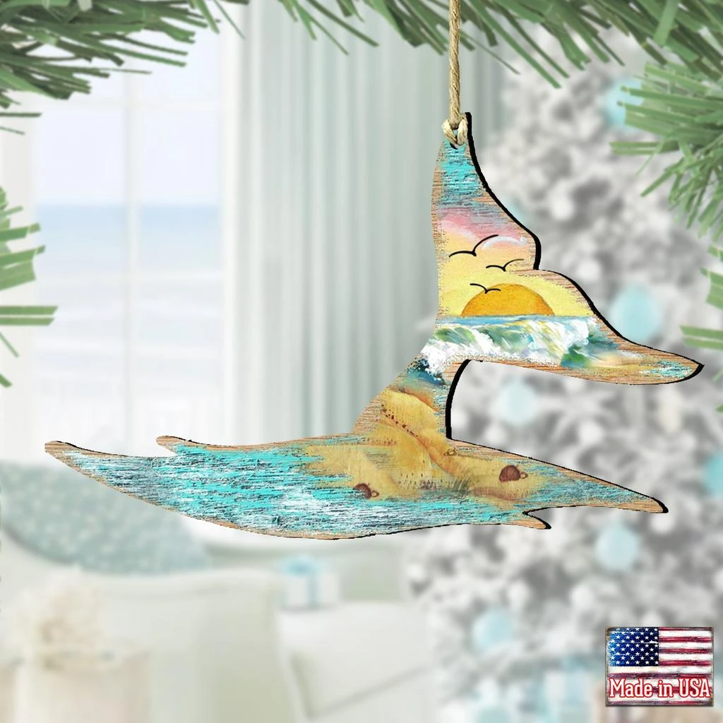 商品Designocracy|Designocracy Whales Tale - 8198535 Wooden Ornaments Set of 2,价格¥205,第2张图片详细描述
