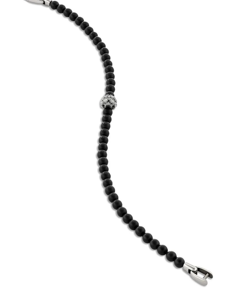 Sterling Silver Memento Mori Onyx & Diamond Skull Bead Bracelet 商品