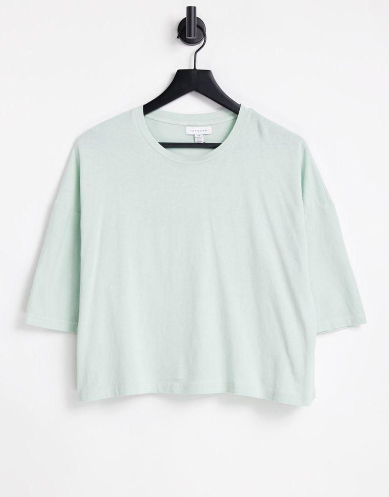Topshop short sleeve boxy t-shirt in pistachio商品第1张图片规格展示