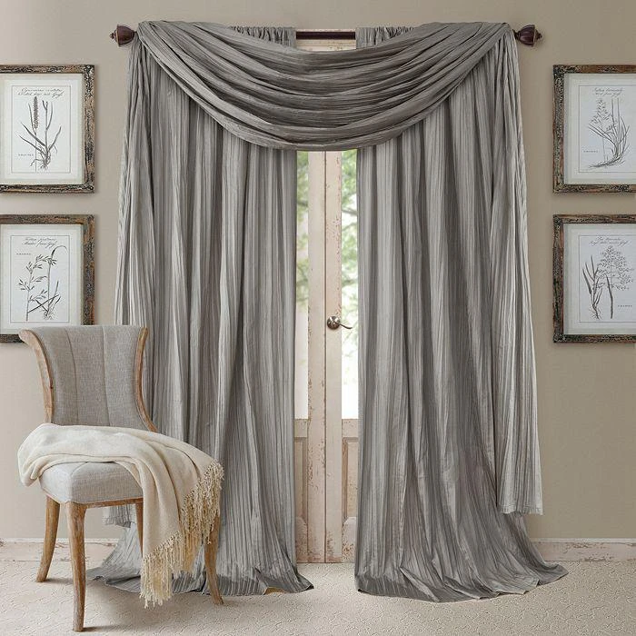 商品Elrene Home Fashions|Athena 52" x 84" Crinkled Curtain Panels, Pair with Scarf Valance,价格¥748,第1张图片