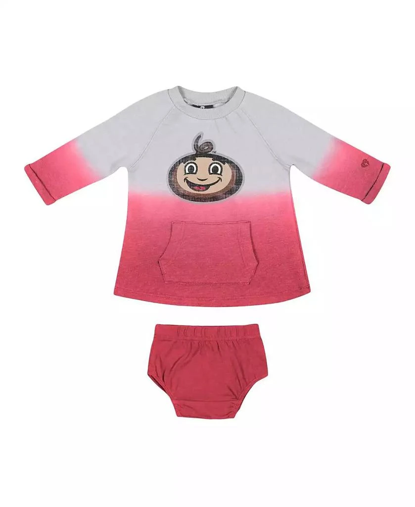 商品Colosseum|Newborn and Infant Boys and Girls Gray, Scarlet Ohio State Buckeyes Hand in Hand Ombre Dress and Bloomers Set,价格¥226,第3张图片详细描述