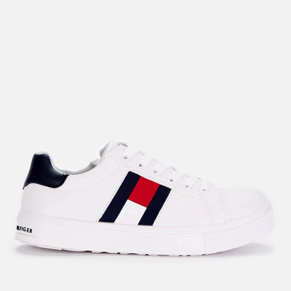 商品Tommy Hilfiger|TOMMY HILFIGER BOYS' LOW TOP FLAG TRAINERS - WHITE/WHITE/BLUE,价格¥379,第1张图片