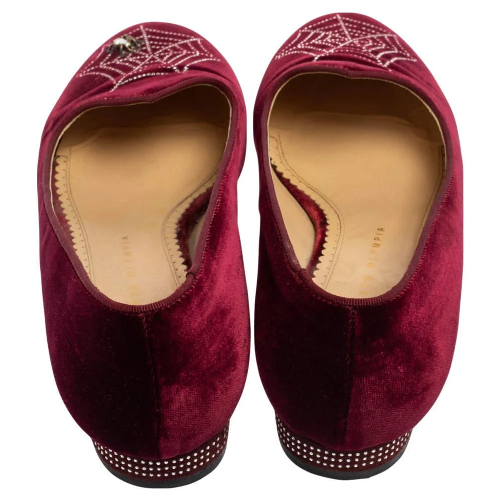 商品[二手商品] Charlotte Olympia|Charlotte Olympia Burgundy Velvet Spider Embellished Smoking Loafers Size 39,价格¥975,第5张图片详细描述