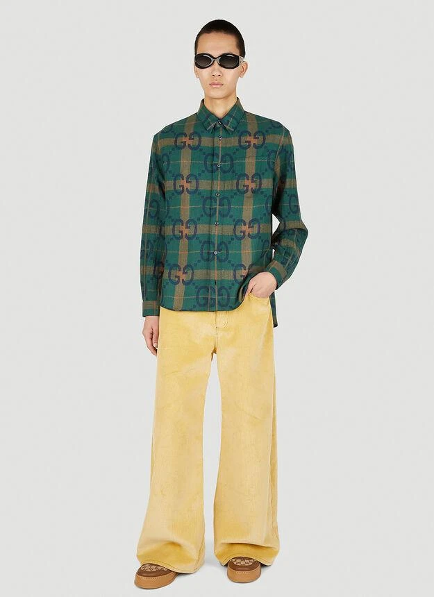 商品Gucci|Jumbo GG Check Shirt in Green,价格¥10670,第2张图片详细描述