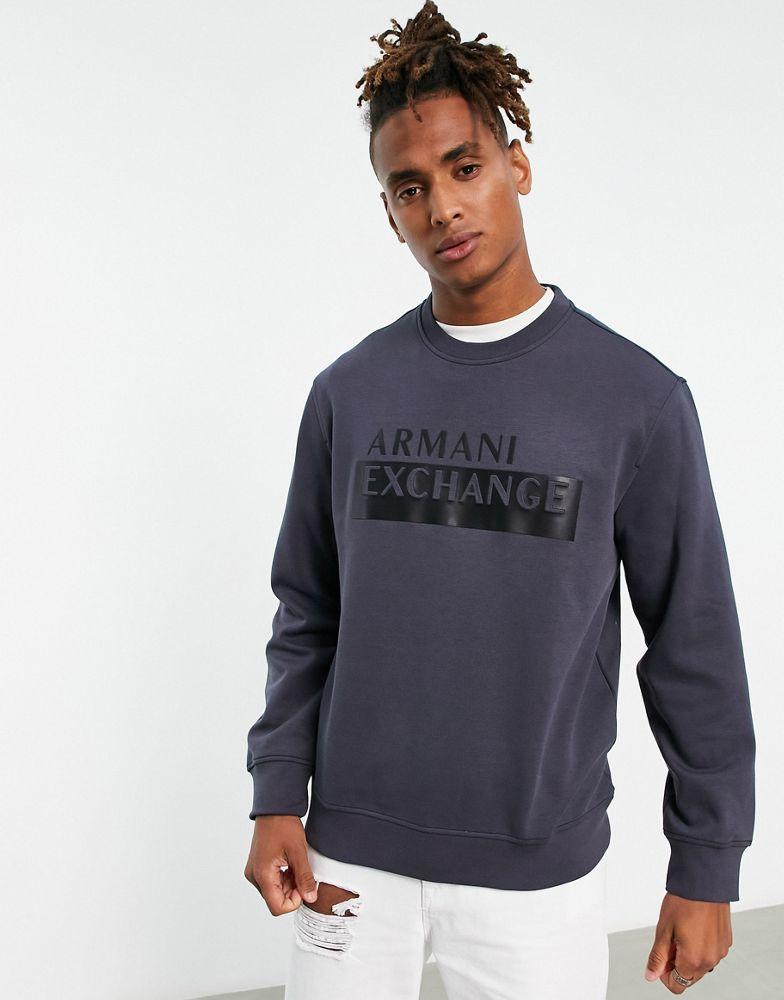 Armani Exchange box logo sweatshirt in grey商品第1张图片规格展示