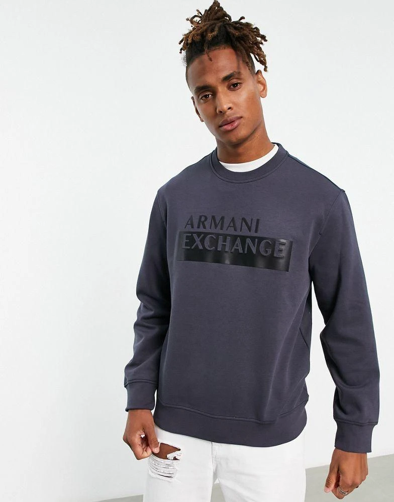 商品Armani Exchange|Armani Exchange box logo sweatshirt in grey,价格¥684,第1张图片