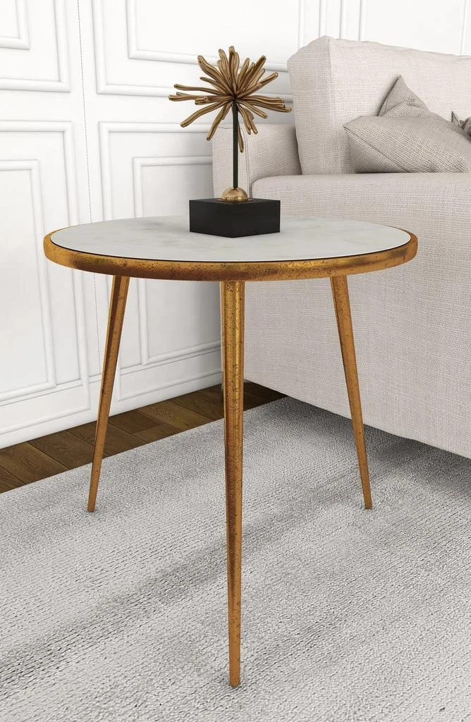 商品GINGER BIRCH STUDIO|Goldtone Marble Accent Table,价格¥1267,第5张图片详细描述